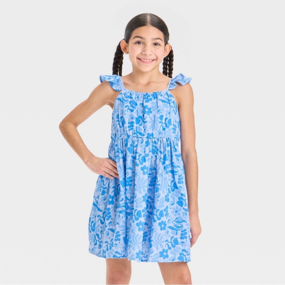 Girls’ Bluey Gauze Dress. Blue Sz L (10/12)